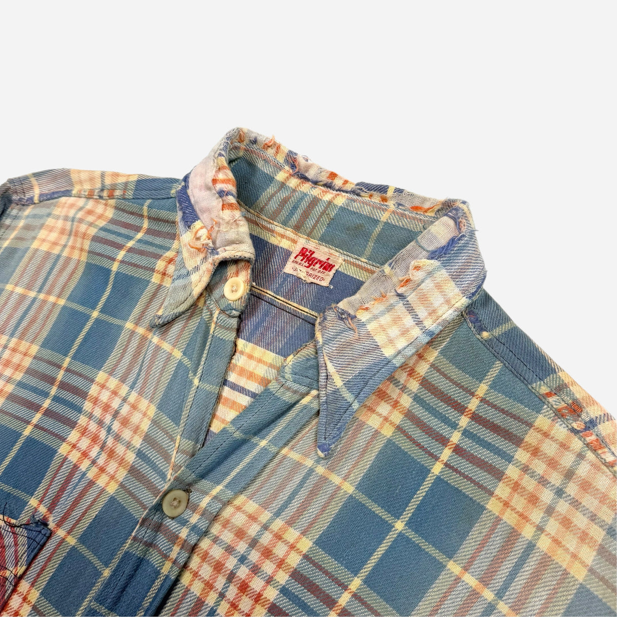 1940s Pilgrim distressed & repaired cotton flannel (L)