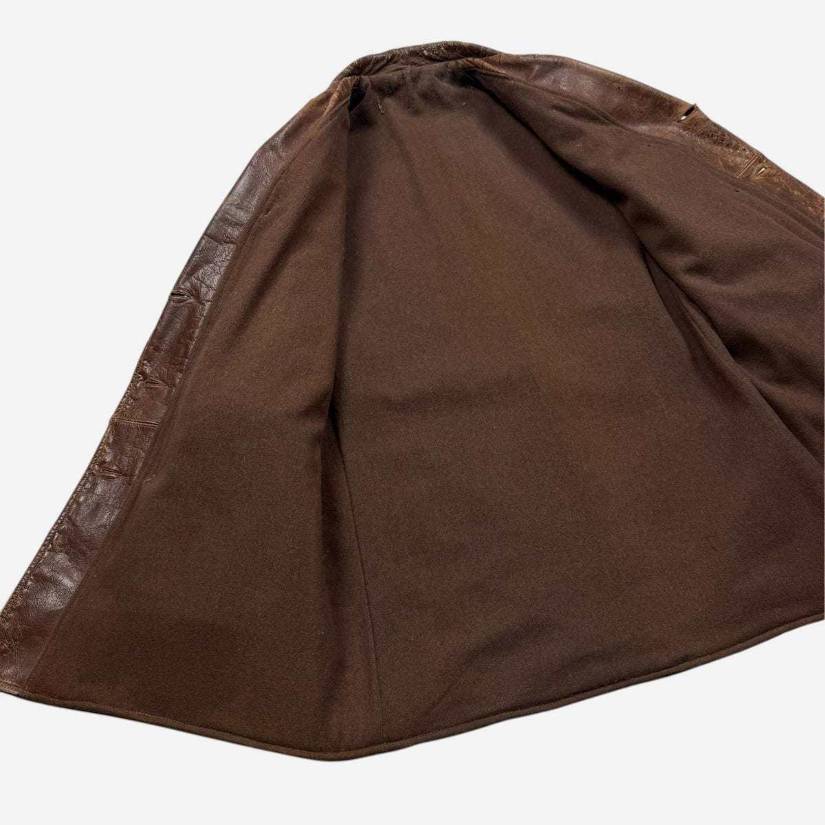 1930s Brown leather double breasted car coat (L/XL)