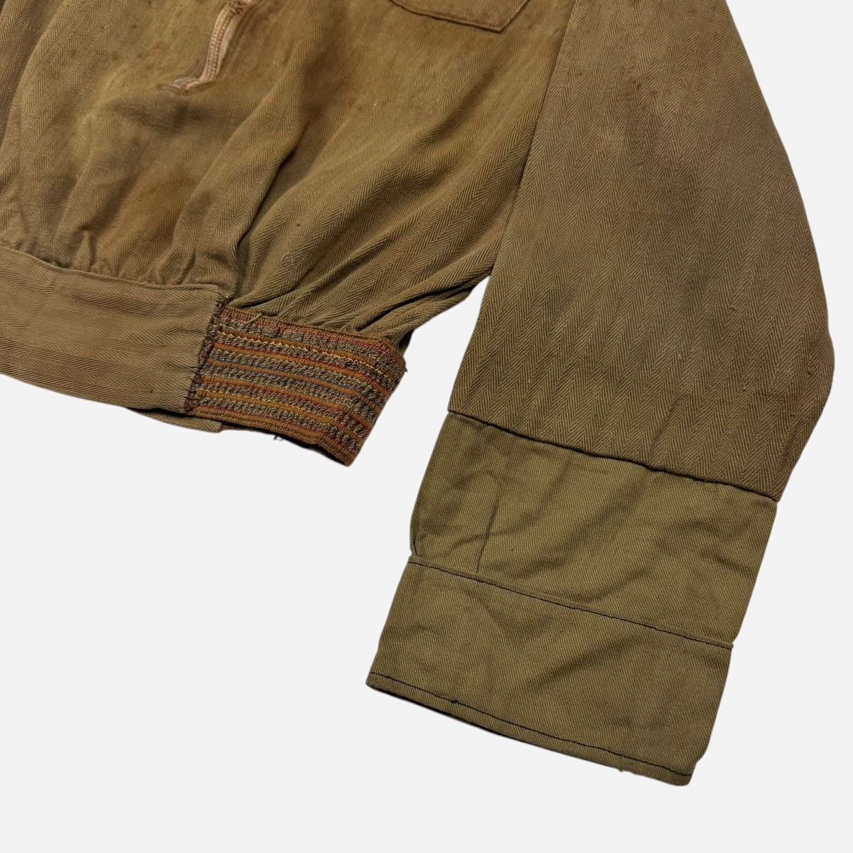 1920s Homemade cotton HBT half zip jacket (XS)