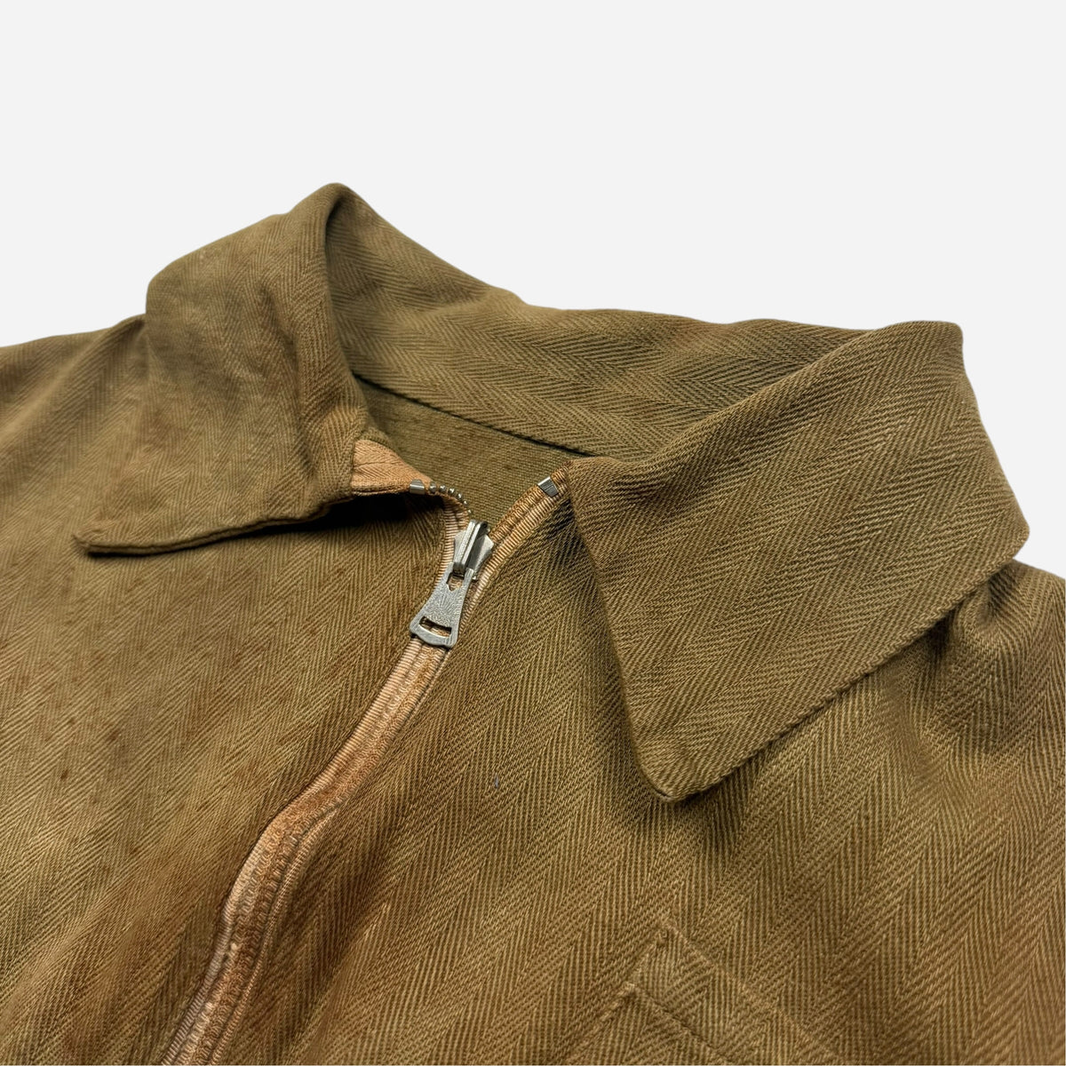1920s Homemade cotton HBT half zip jacket (XS)