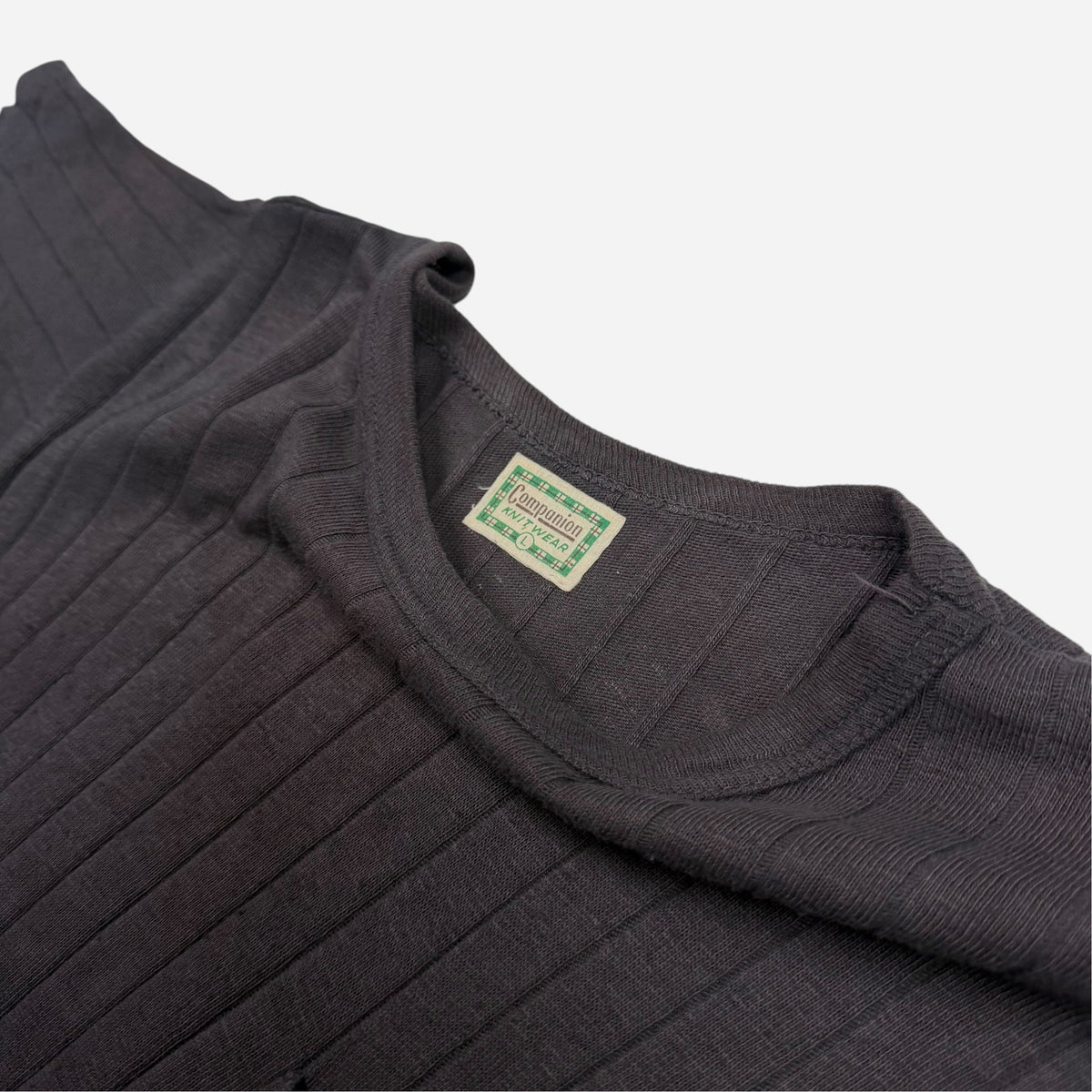 1950s Black cotton ribbed pocket t shirt (S)