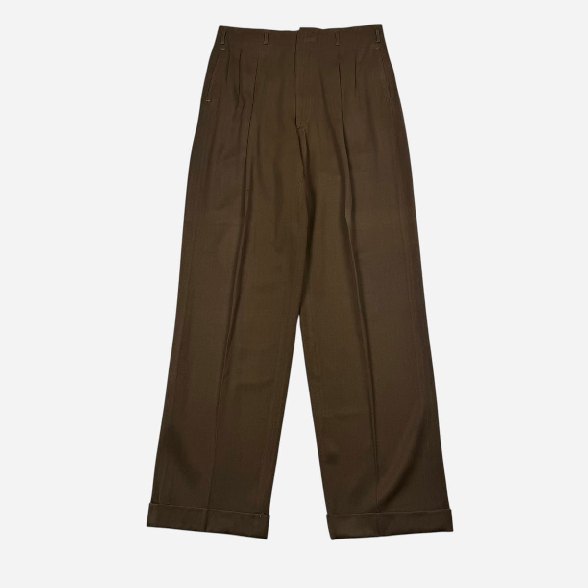 1950s Brown rayon gabardine pleated pants (31w)