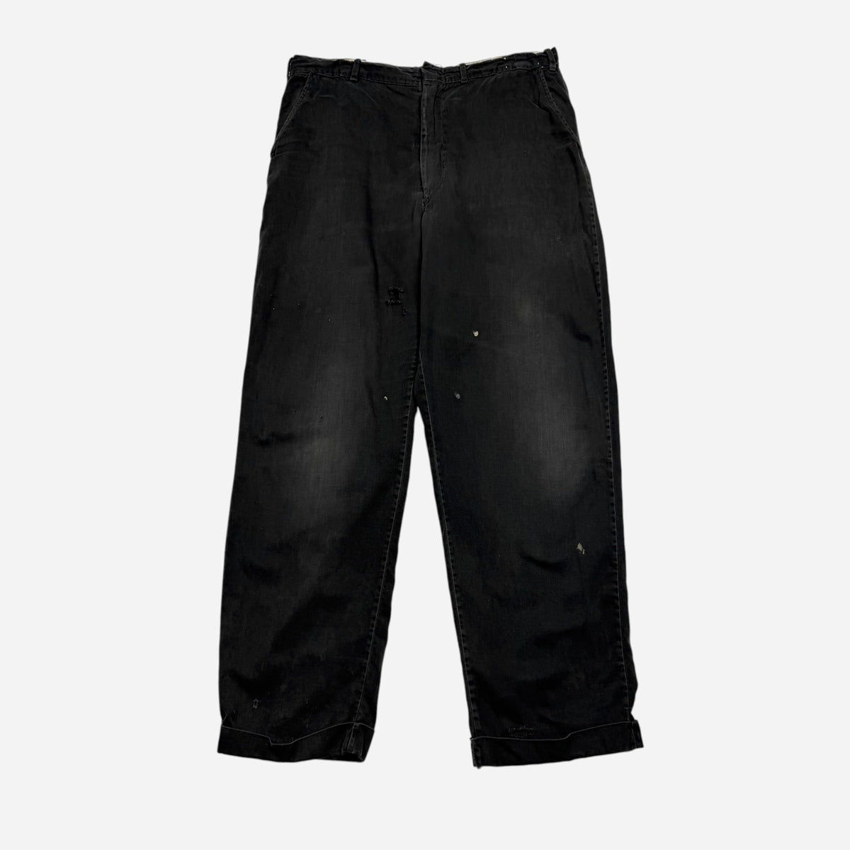 1960s Black sun faded cotton chino pants (34w)