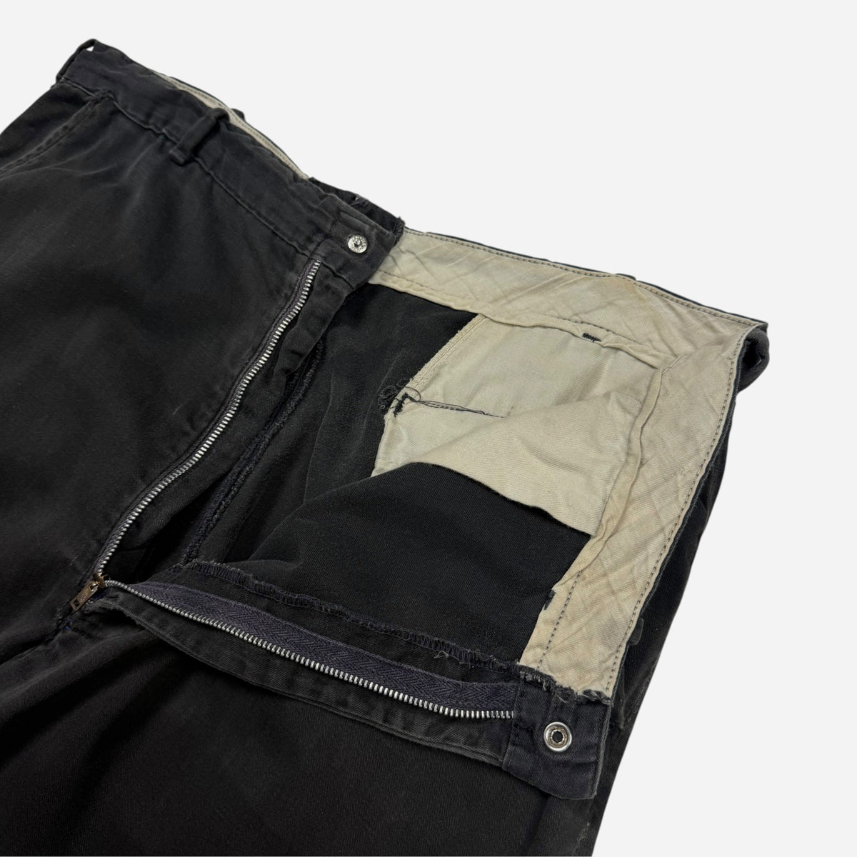 1960s Black sun faded cotton chino pants (34w)