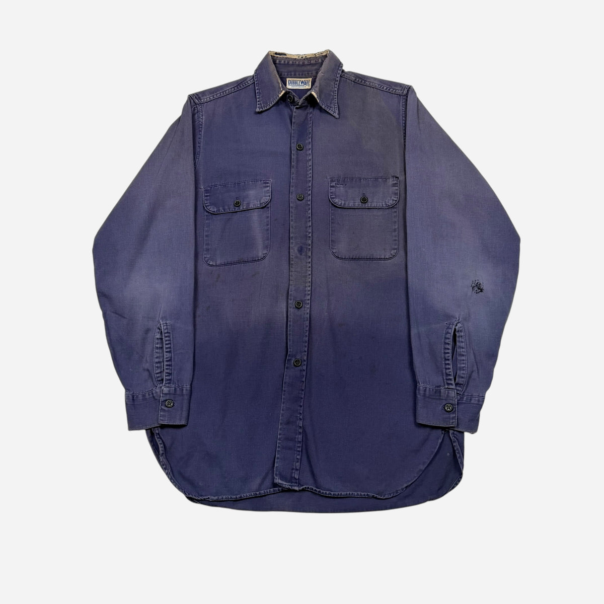 1950s Dubbleware sun faded purple/blue work shirt (M)