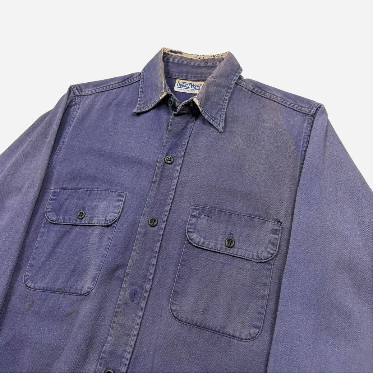 1950s Dubbleware sun faded purple/blue work shirt (M)