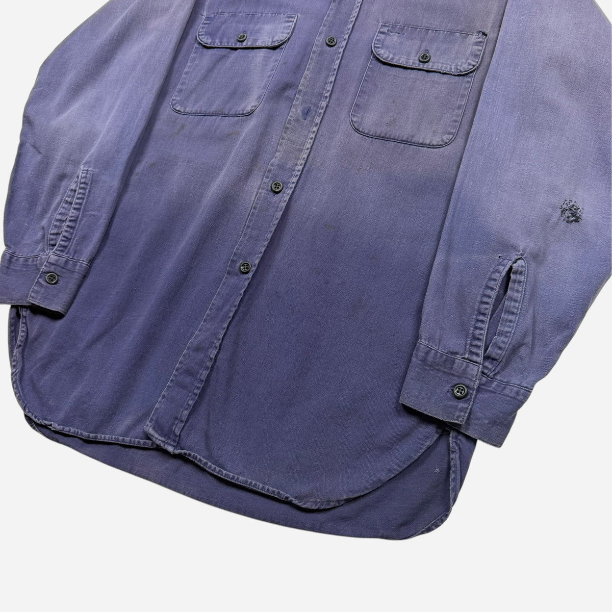 1950s Dubbleware sun faded purple/blue work shirt (M)