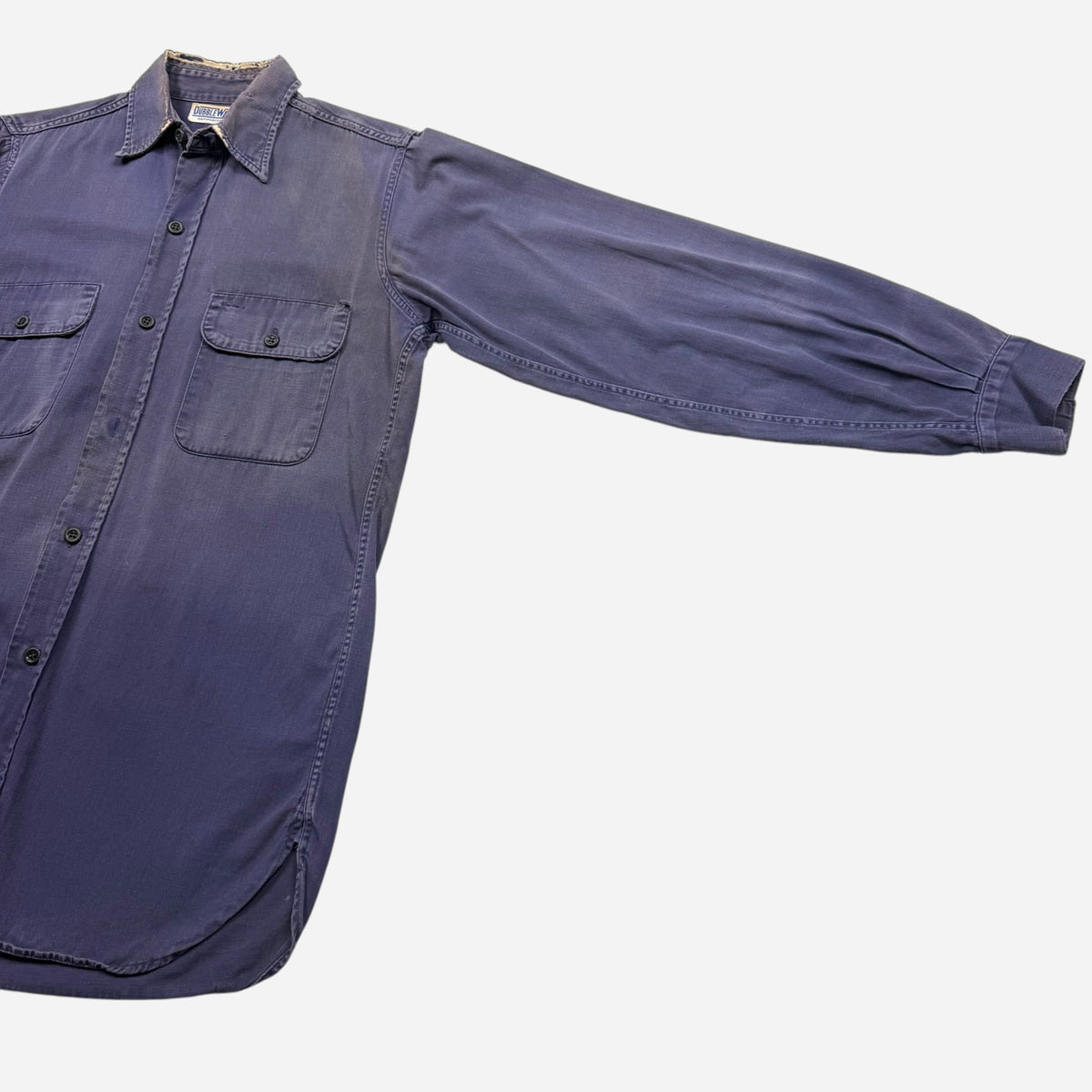 1950s Dubbleware sun faded purple/blue work shirt (M)