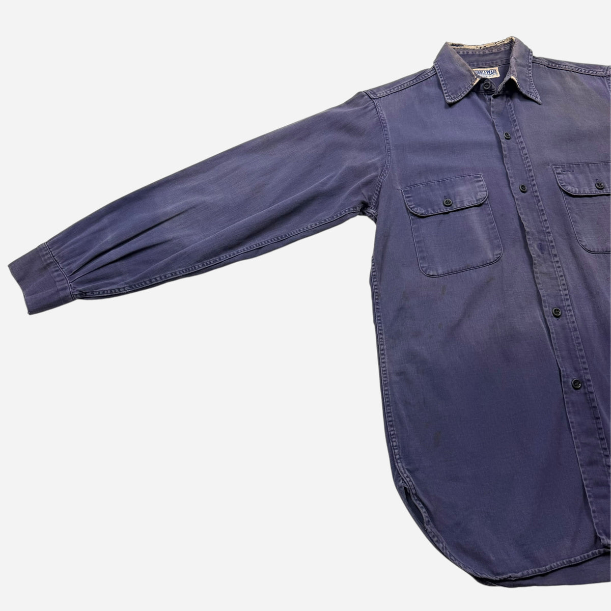 1950s Dubbleware sun faded purple/blue work shirt (M)