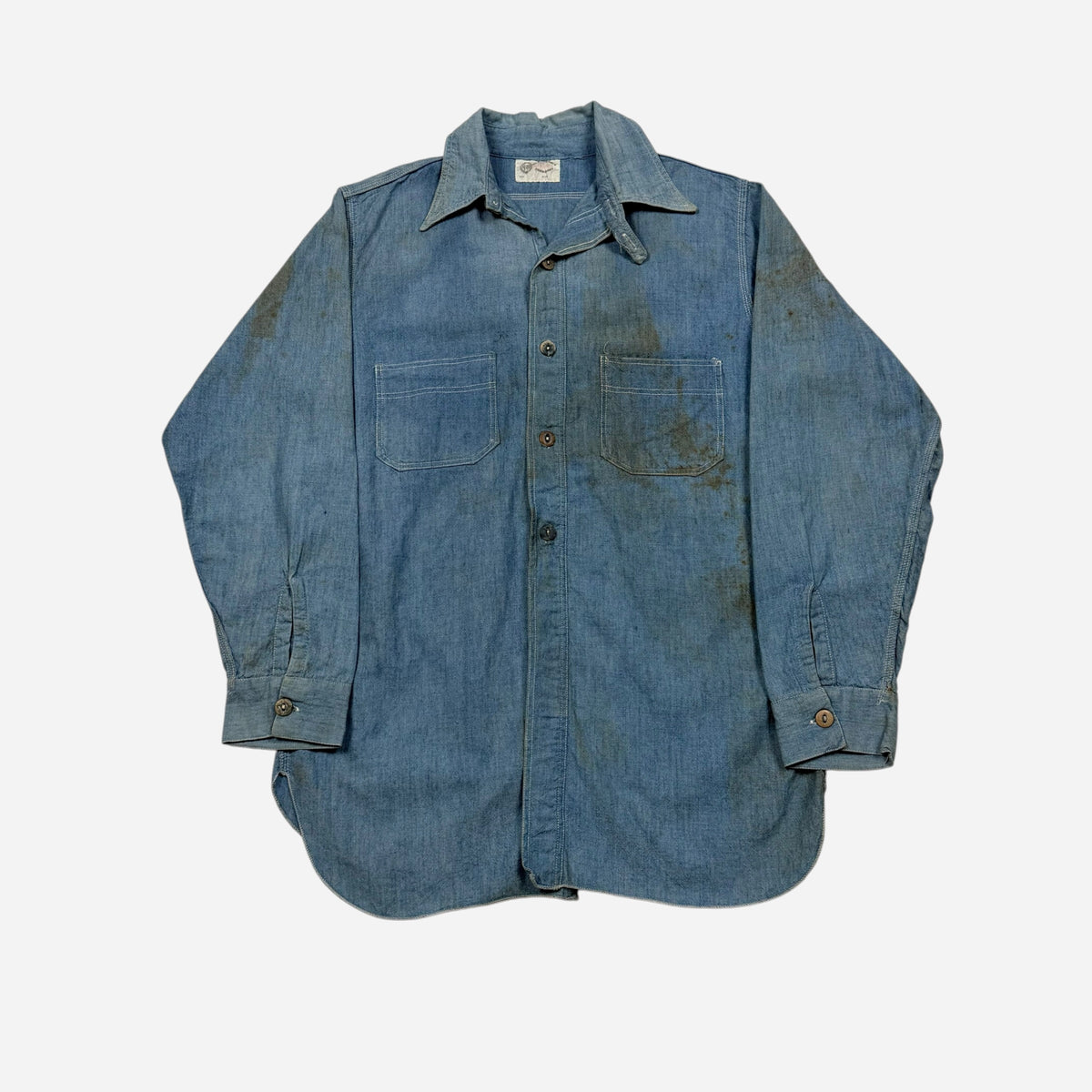 1930s Defiance chambray chinstrap work shirt (S)