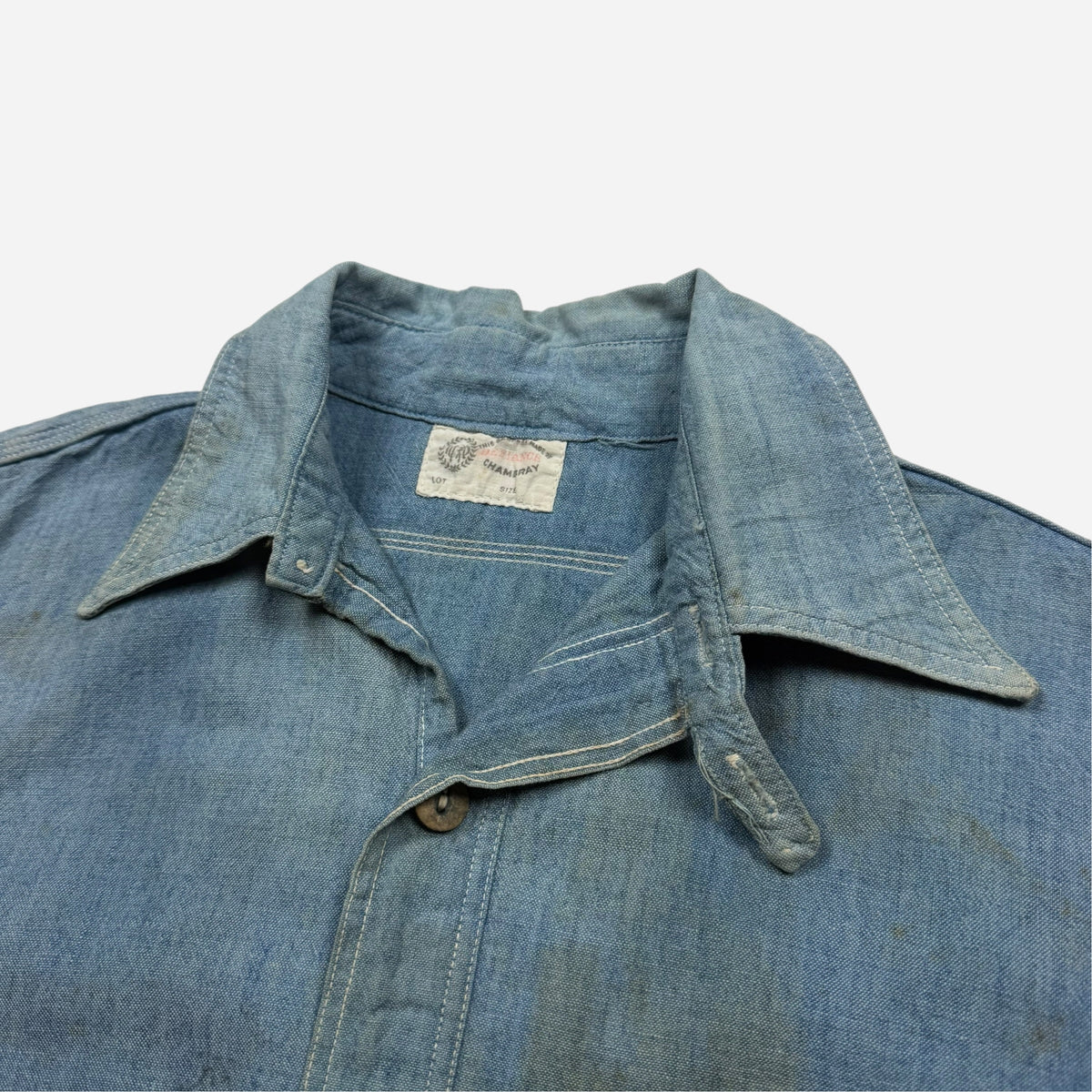 1930s Defiance chambray chinstrap work shirt (S)