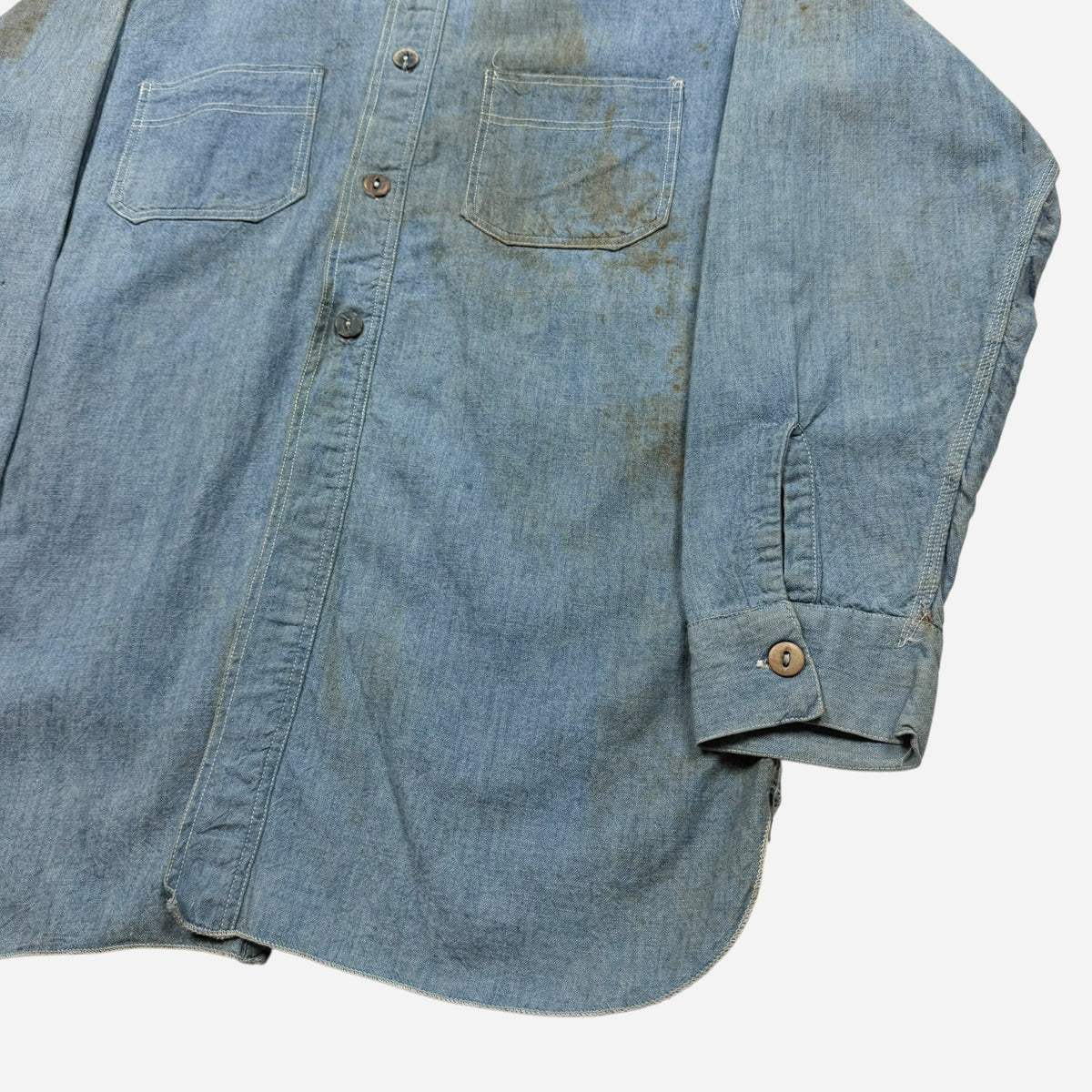 1930s Defiance chambray chinstrap work shirt (S)