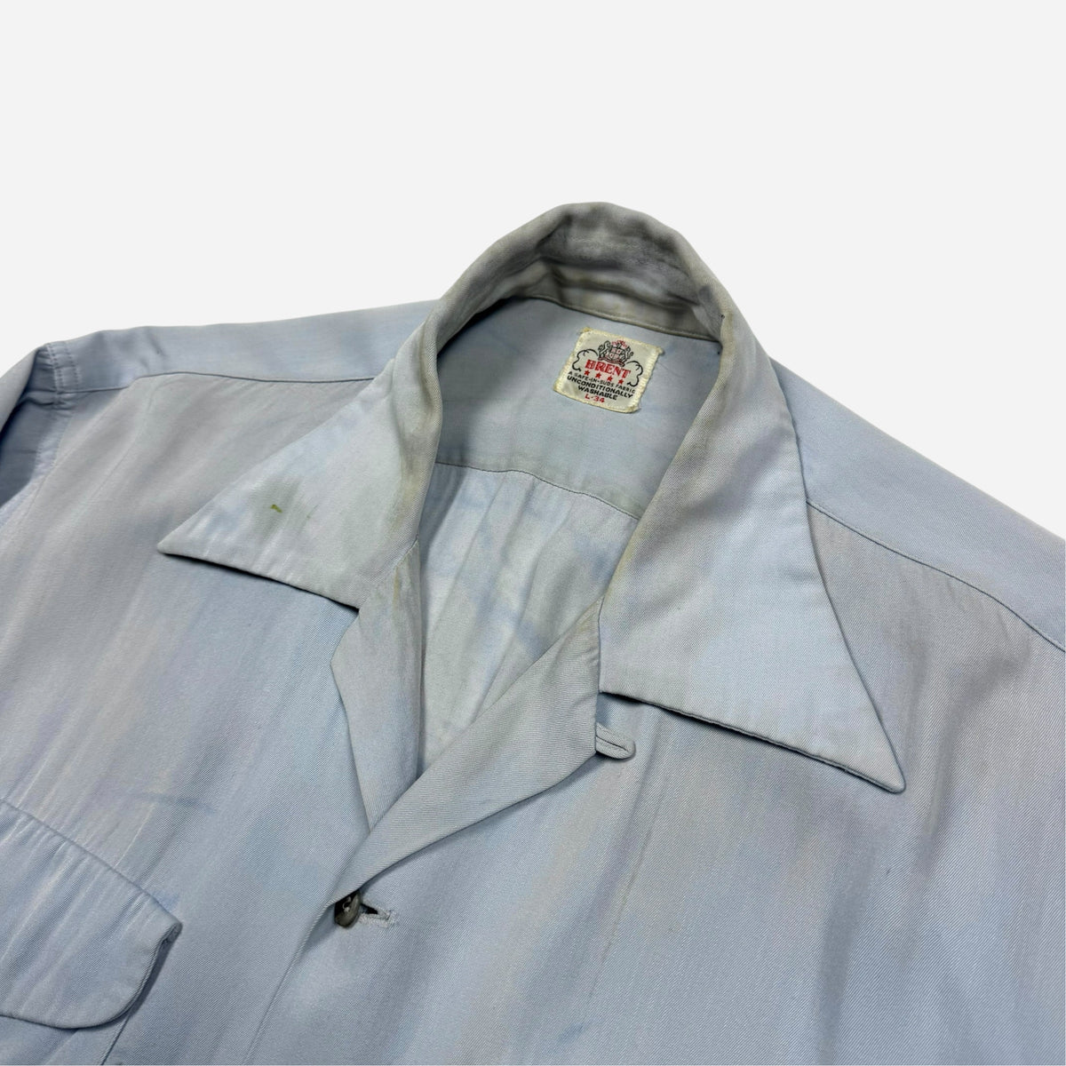 1950s Light blue rayon loop collar shirt (L)