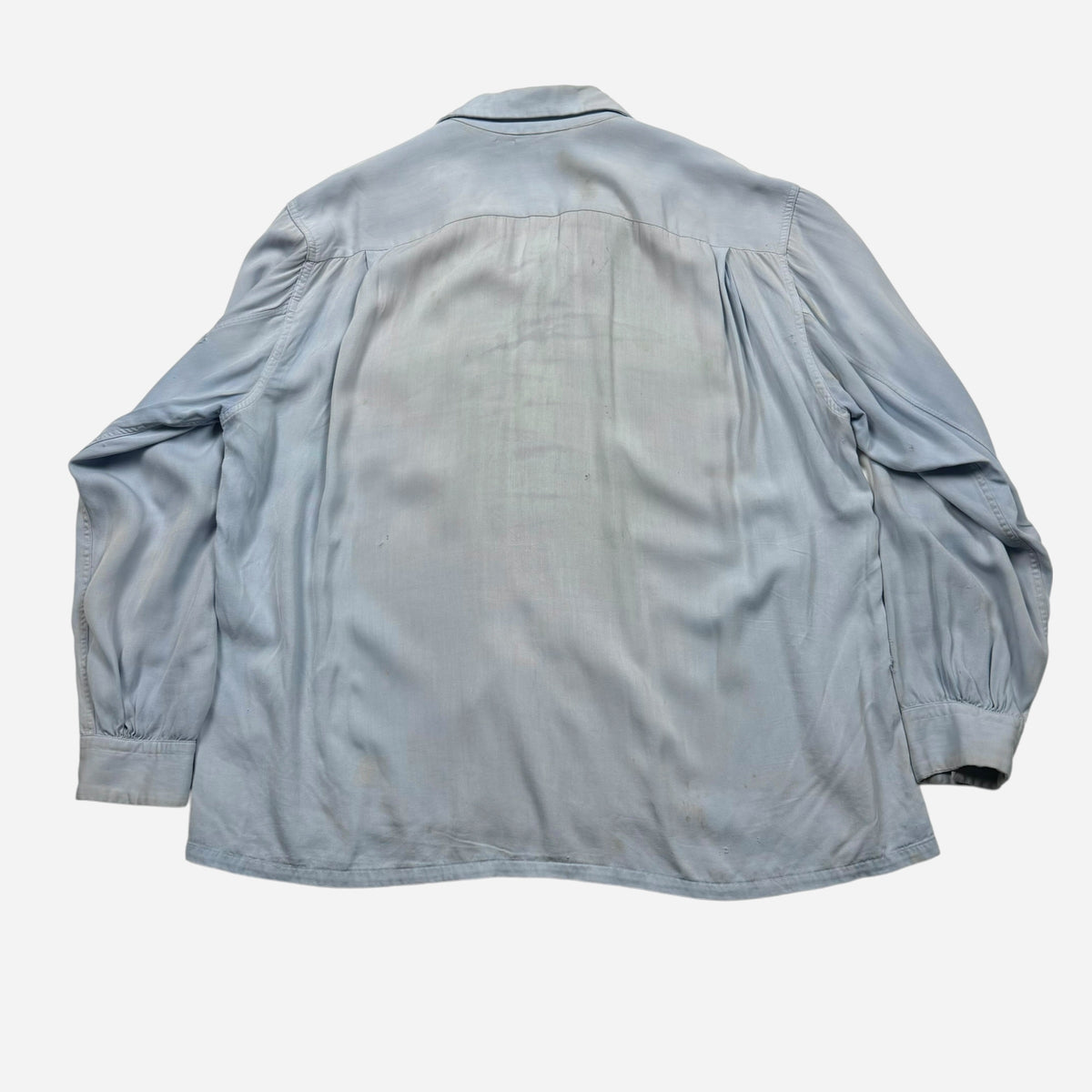 1950s Light blue rayon loop collar shirt (L)
