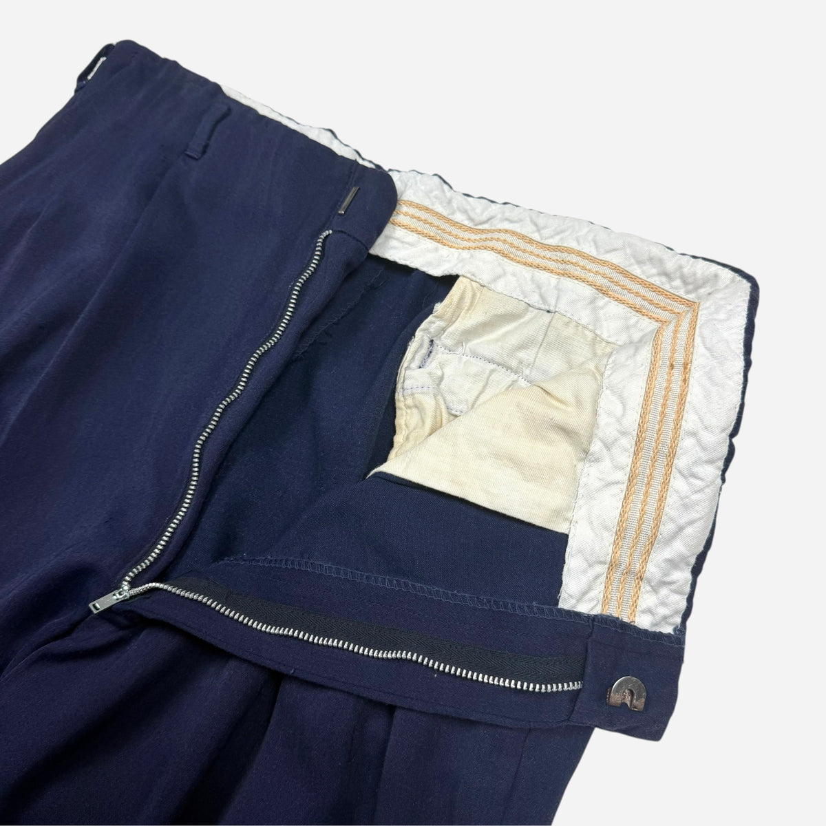 1950s Blue/purple pleated rayon pants (33w)