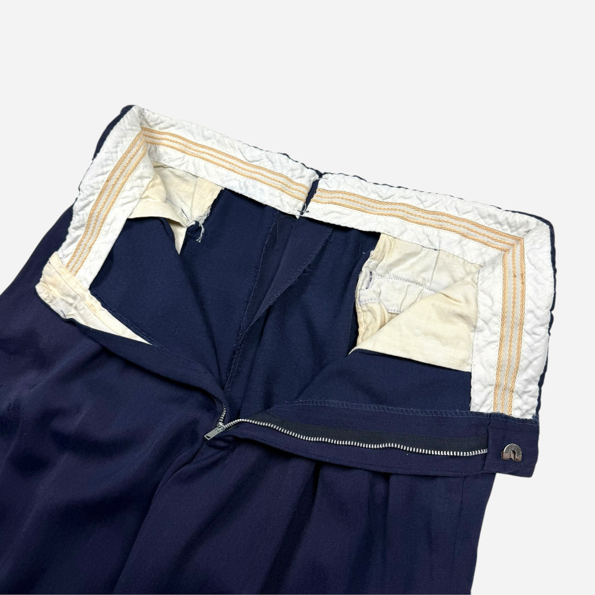 1950s Blue/purple pleated rayon pants (33w)