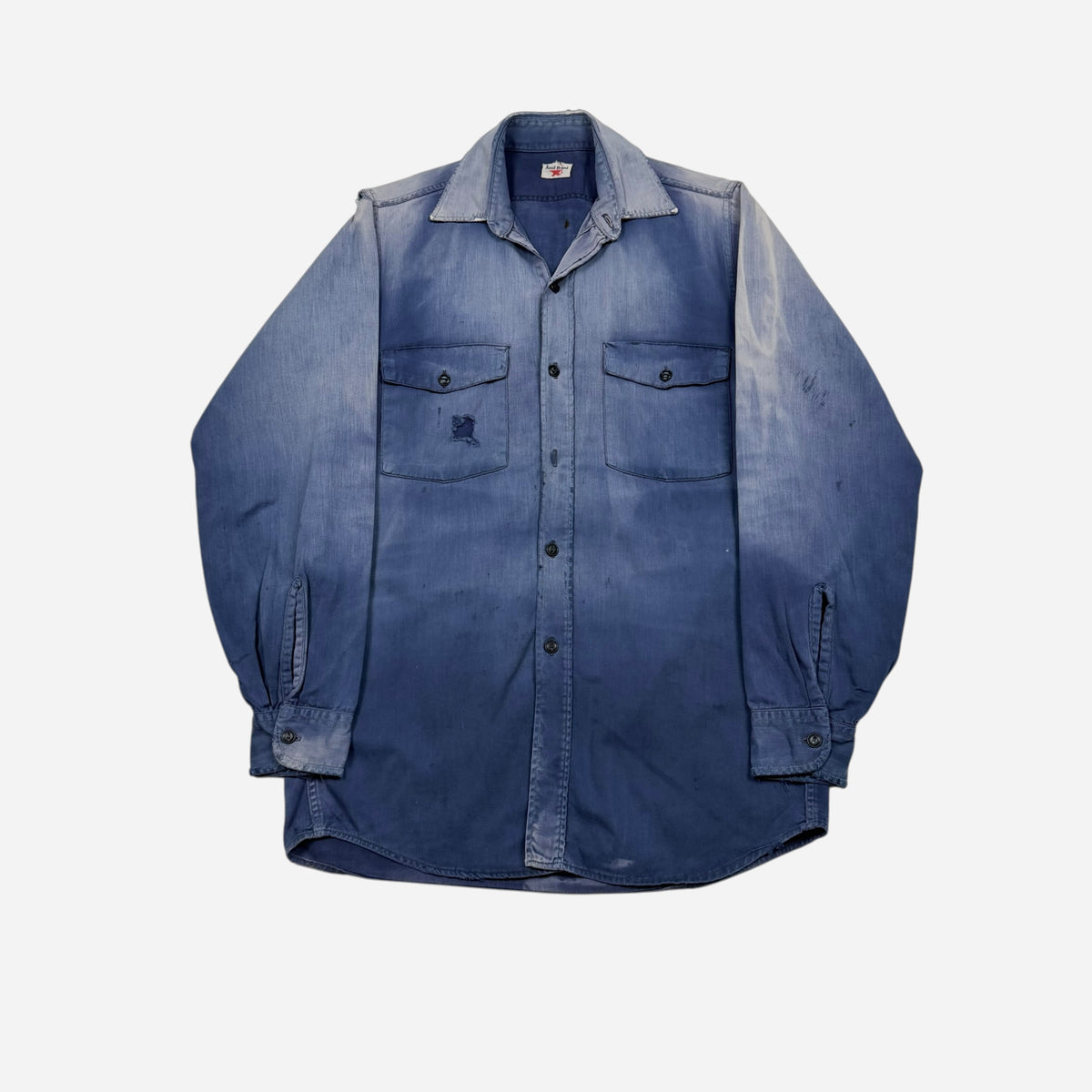 1950s Anvil sun faded blue cotton work shirt (M)