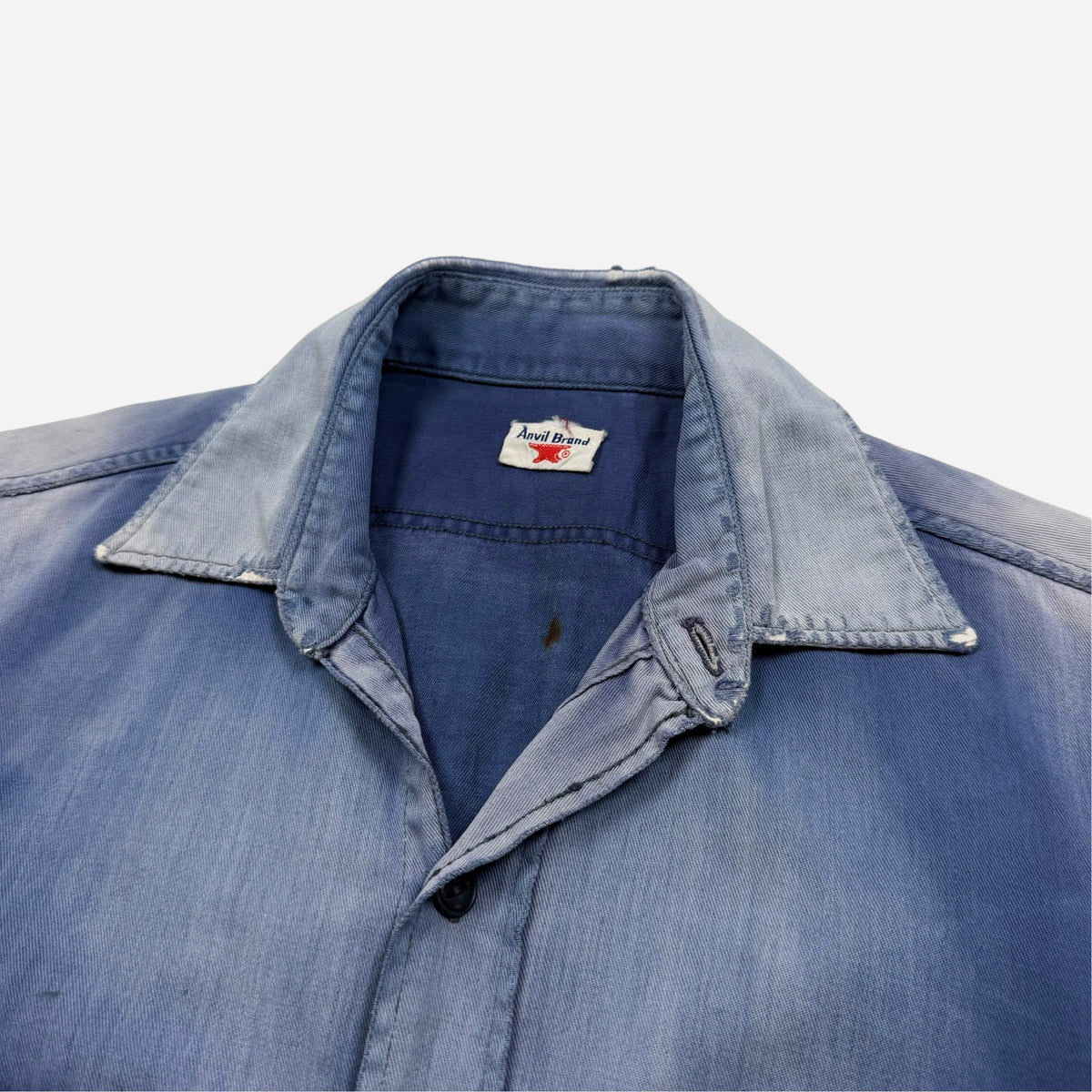 1950s Anvil sun faded blue cotton work shirt (M)