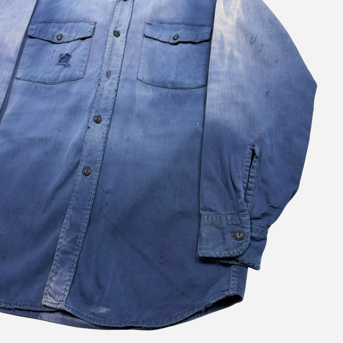 1950s Anvil sun faded blue cotton work shirt (M)