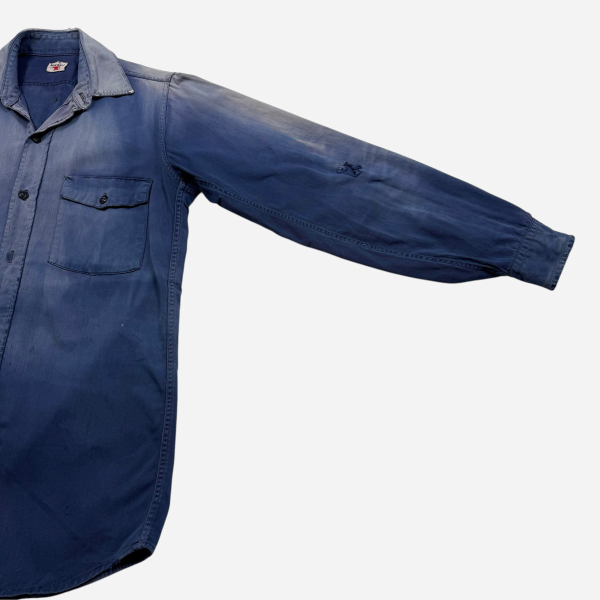 1950s Anvil sun faded blue cotton work shirt (M)