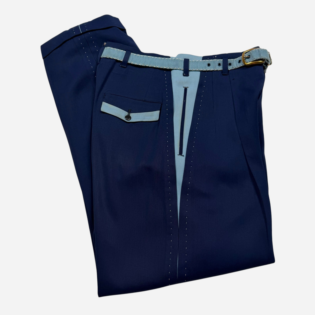 1950s NOS blue rayon pistol pants (28w)