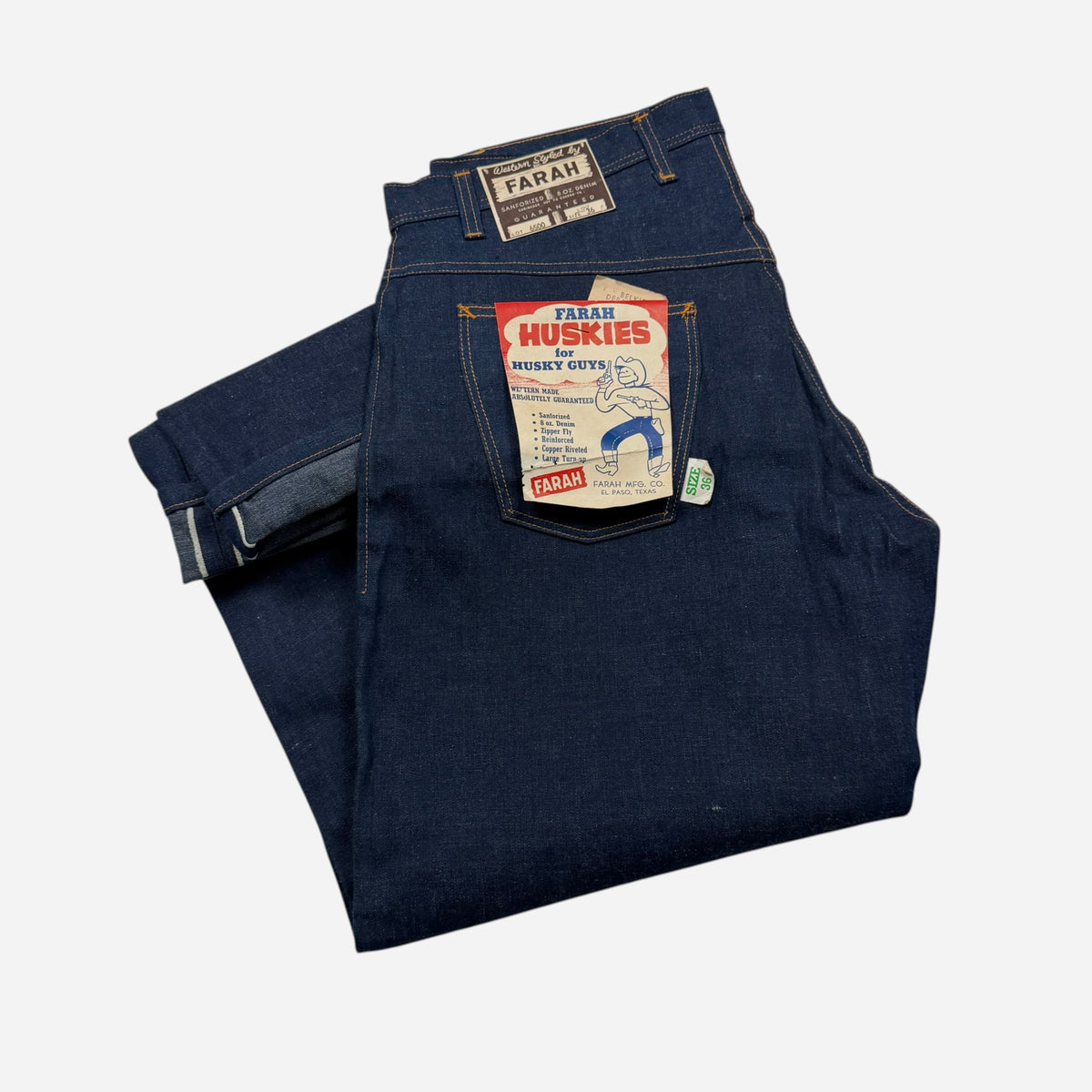 1950s Farah NOS selvedge denim jeans (36w)