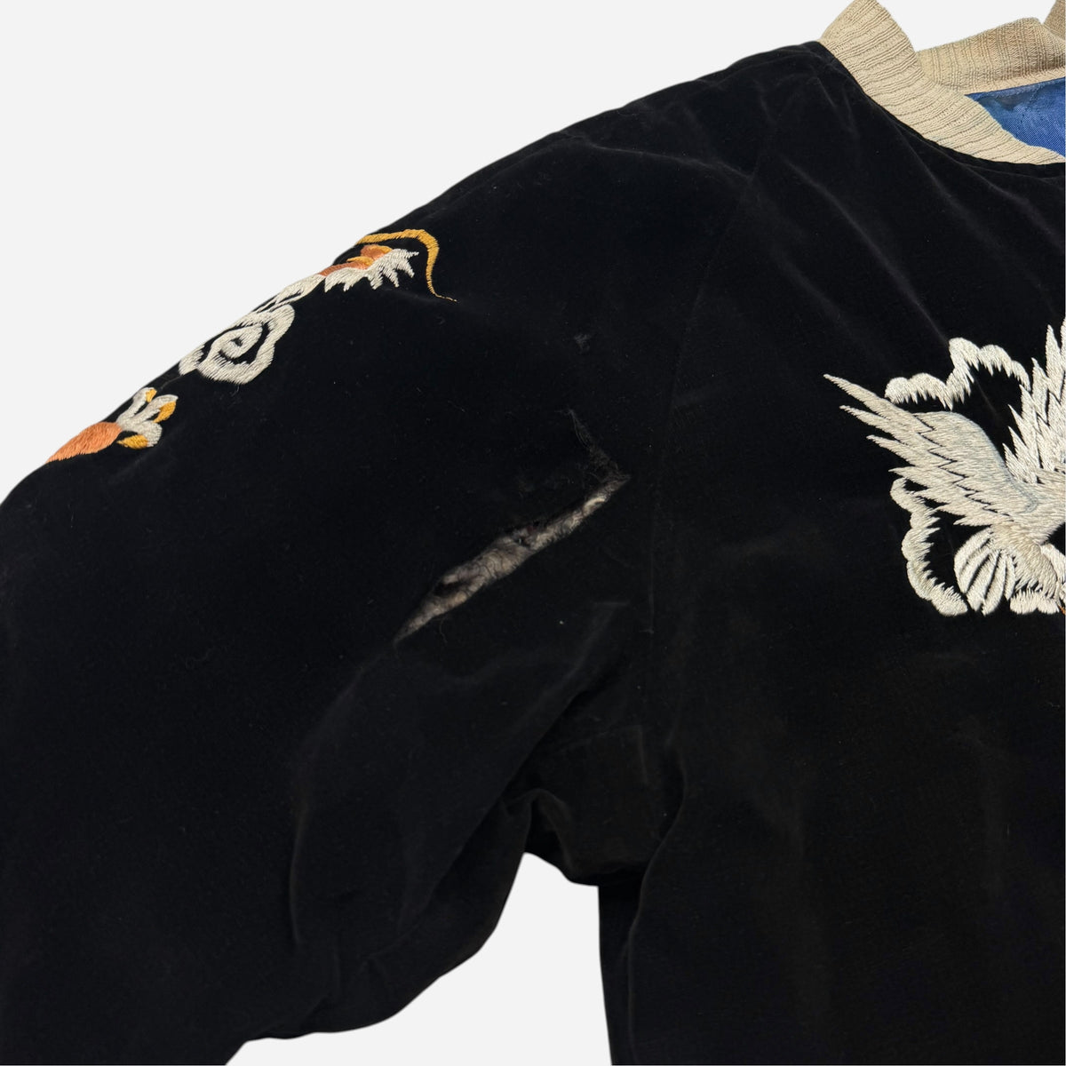 1940s Black & blue Japan reversible souvenir jacket (L)