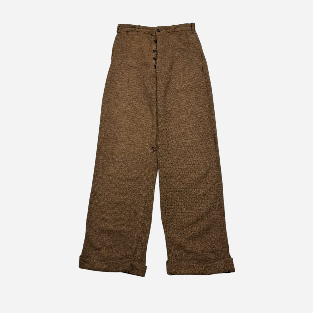 1940s Brown tweed button fly pants (28w)