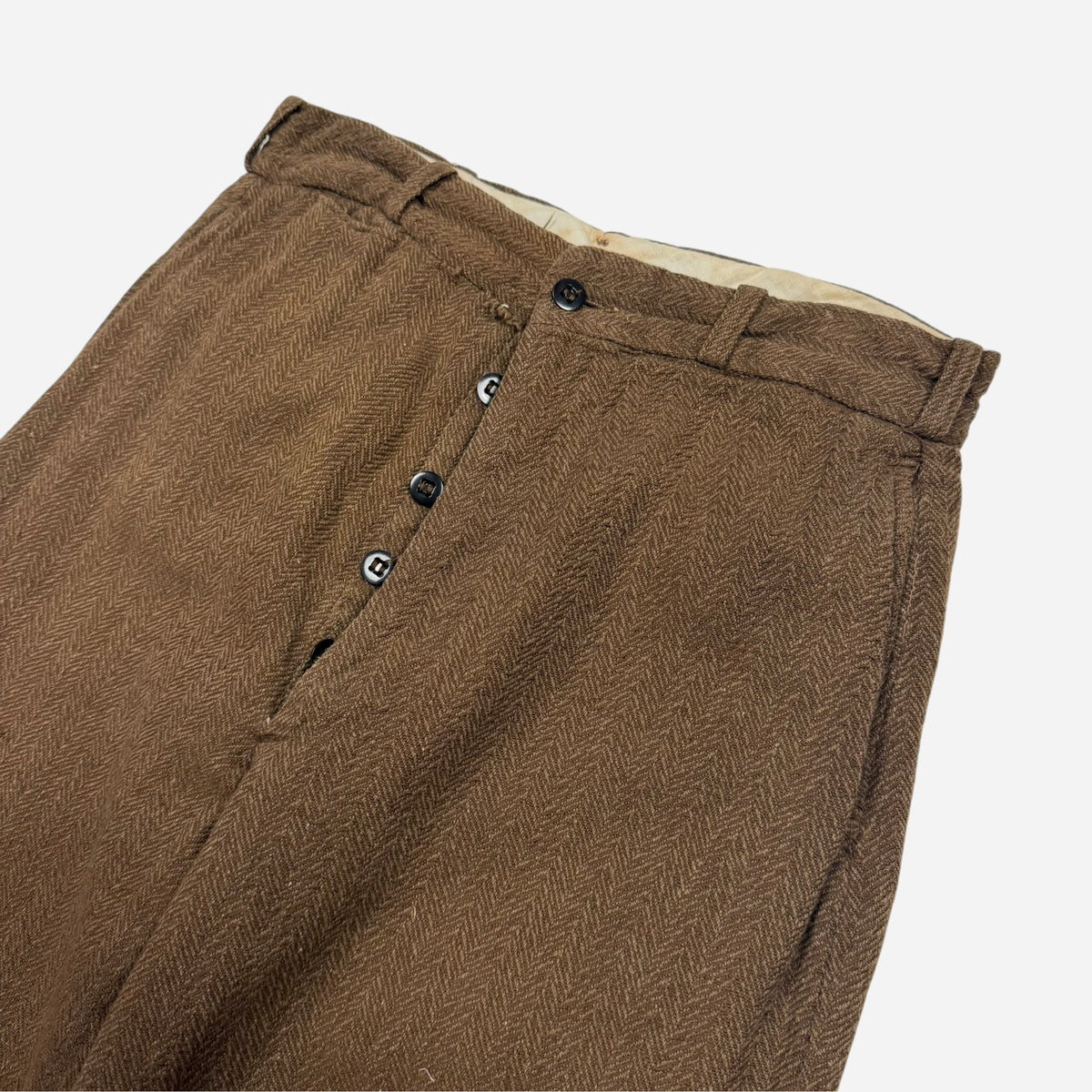 1940s Brown tweed button fly pants (28w)