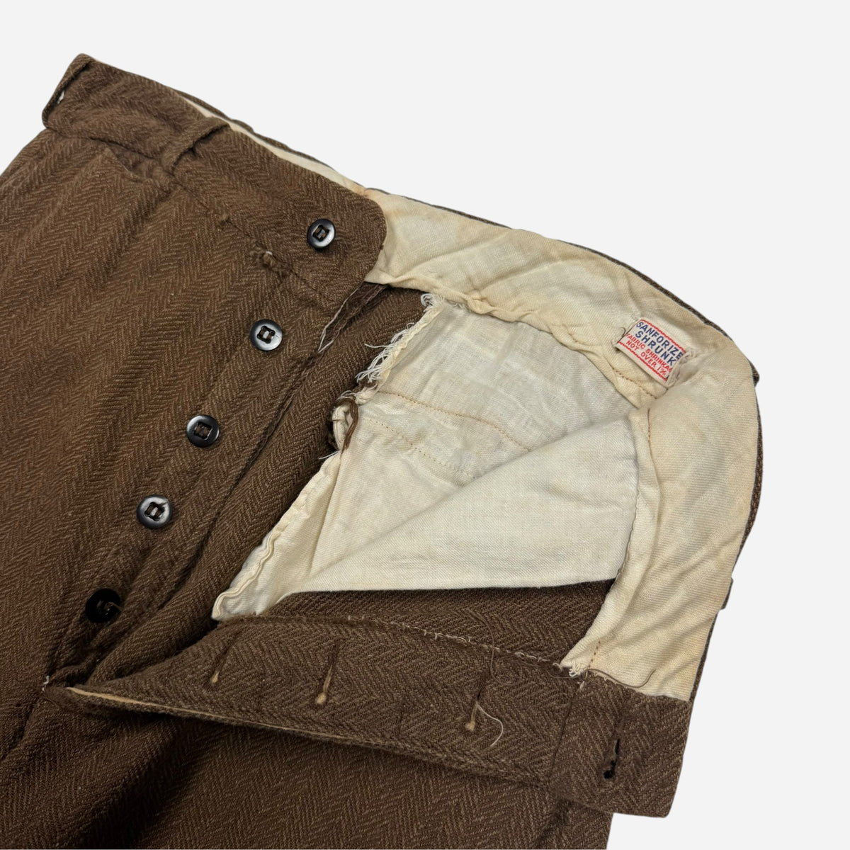 1940s Brown tweed button fly pants (28w)