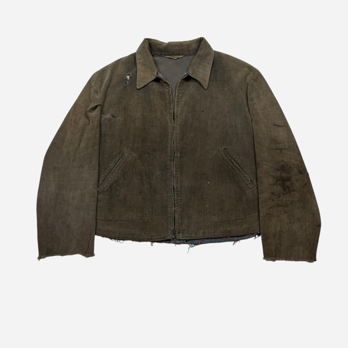 1940s Sun faded green cotton corduroy belt back jacket (M/L)
