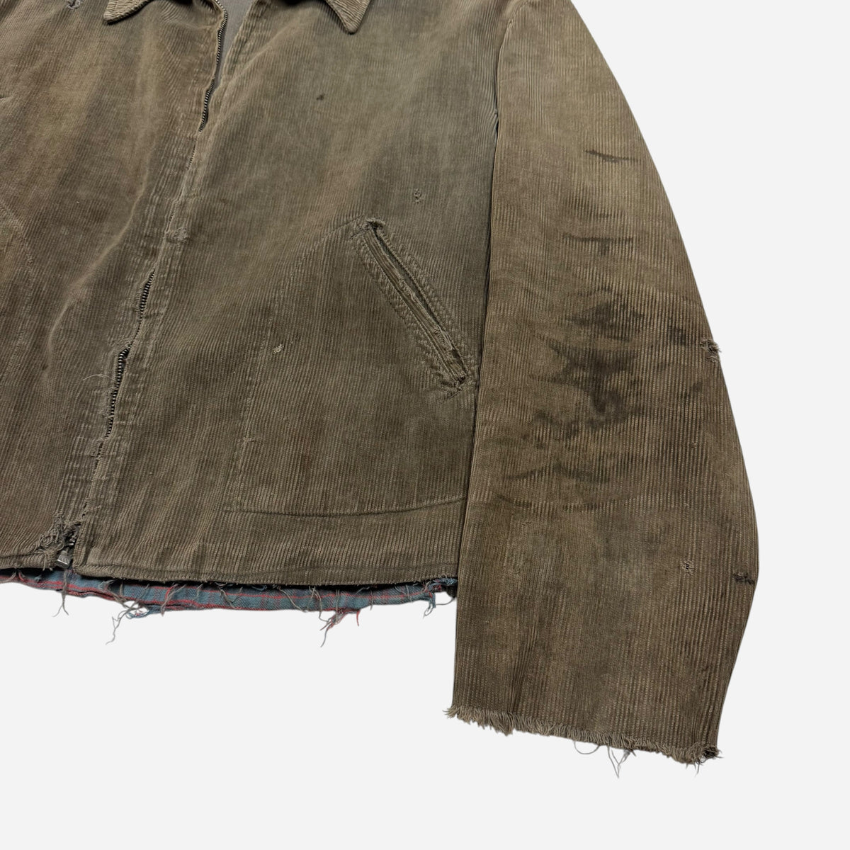 1940s Sun faded green cotton corduroy belt back jacket (M/L)
