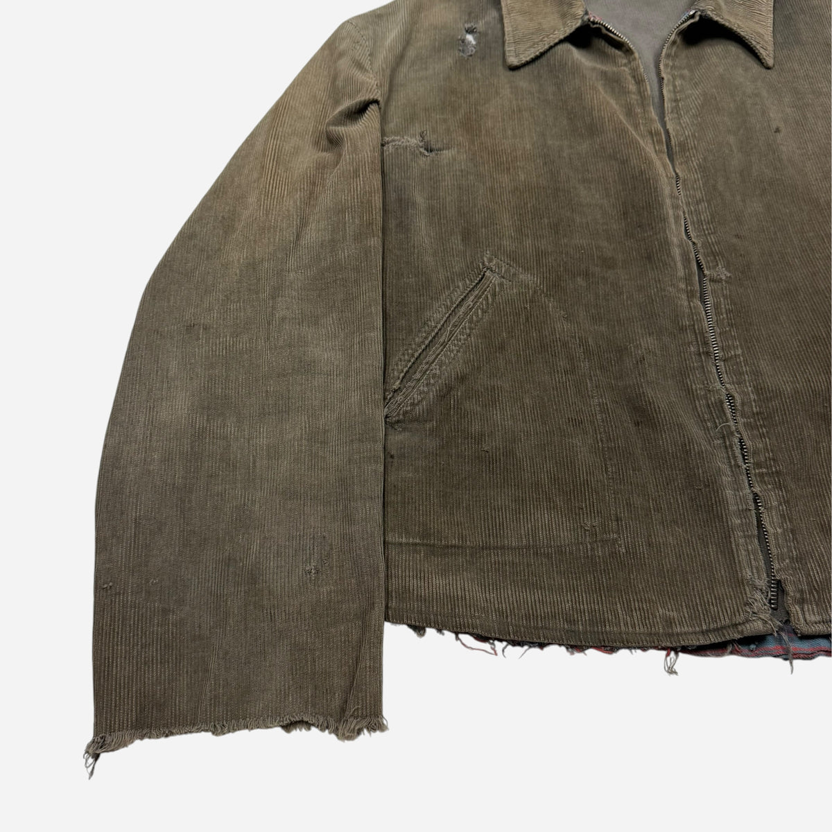 1940s Sun faded green cotton corduroy belt back jacket (M/L)